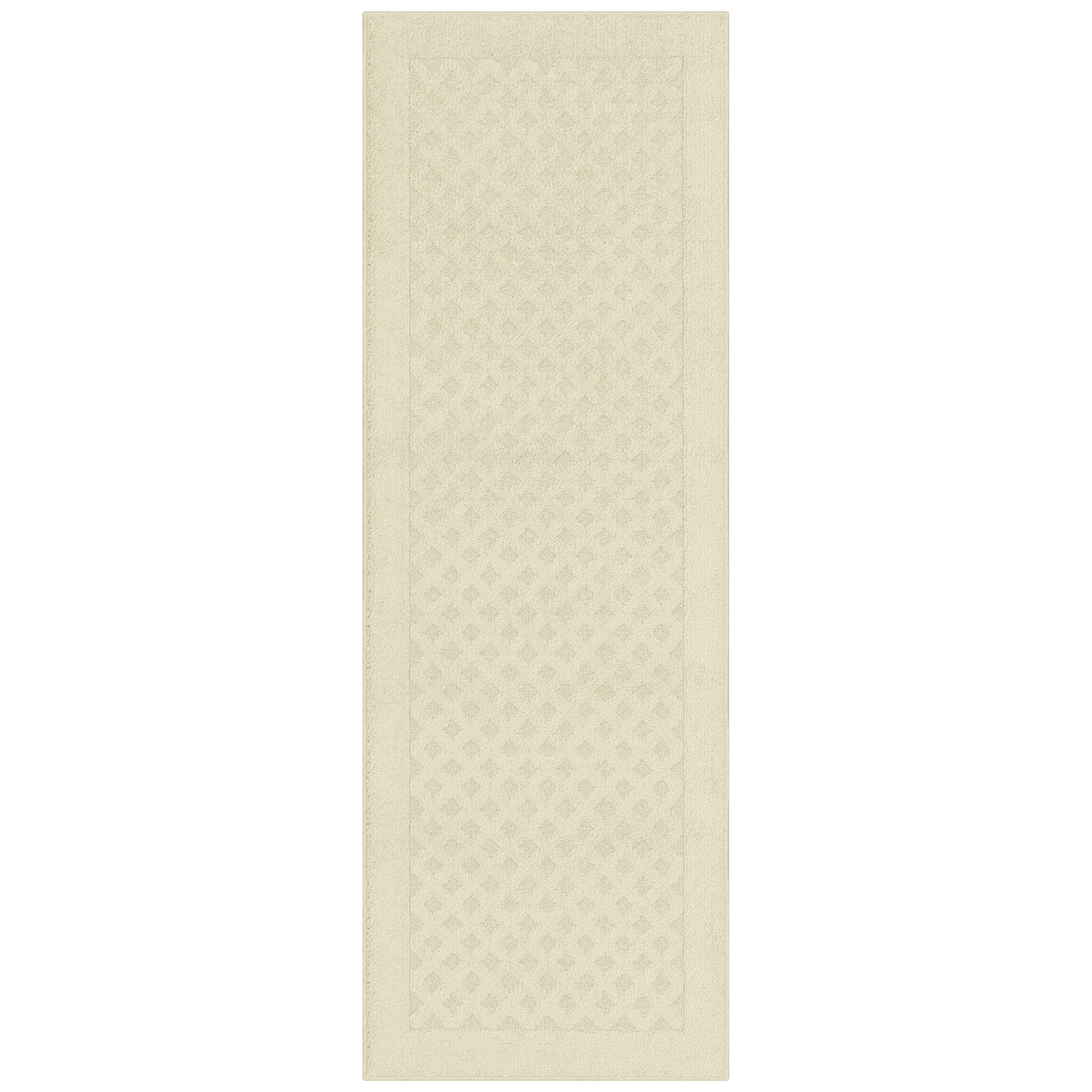 Mainstays Dylan Solid Diamond Olefin Beige Indoor Runner Rug, 2'x6'