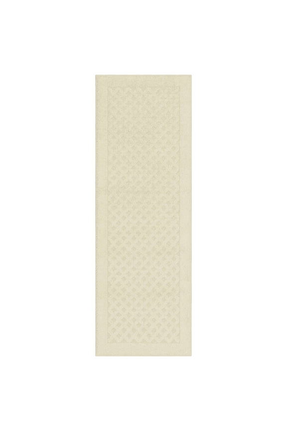Dylan Solid Diamond Olefin Beige Indoor Runner Rug, 2'x6'