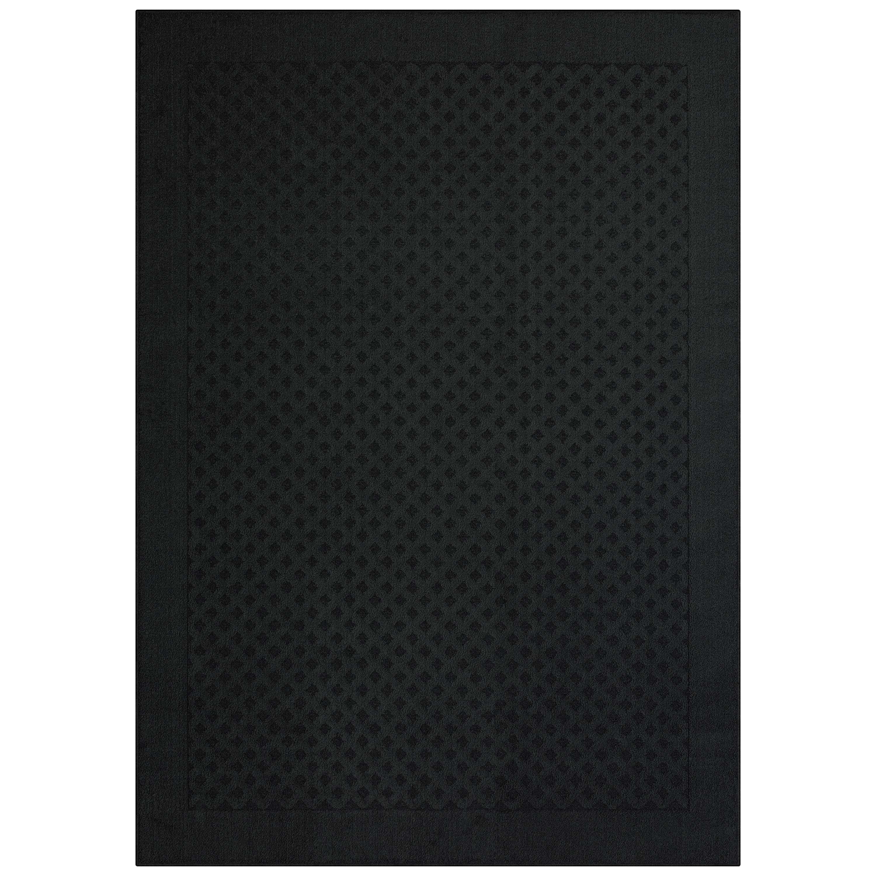 Mainstays Dylan Solid Diamond Olefin Indoor Area Rug, Black, 5 ft x 7 ft
