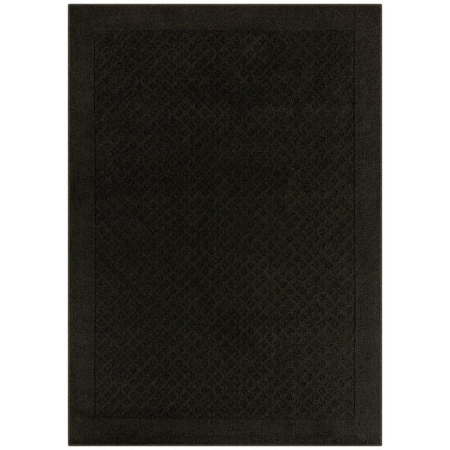 Mainstays Dylan Solid Diamond Olefin Black Indoor Area Rug, 5' x 7
