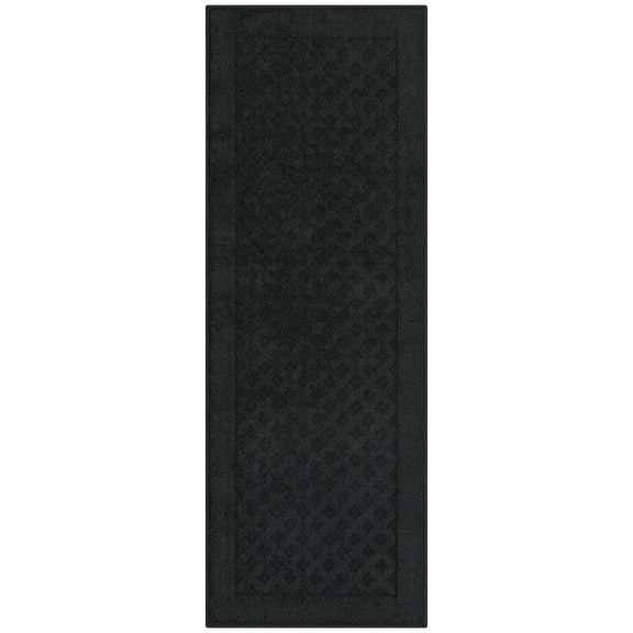 Mainstays Dylan Solid Diamond Olefin Black Indoor Runner Rug, 1'9"x5'