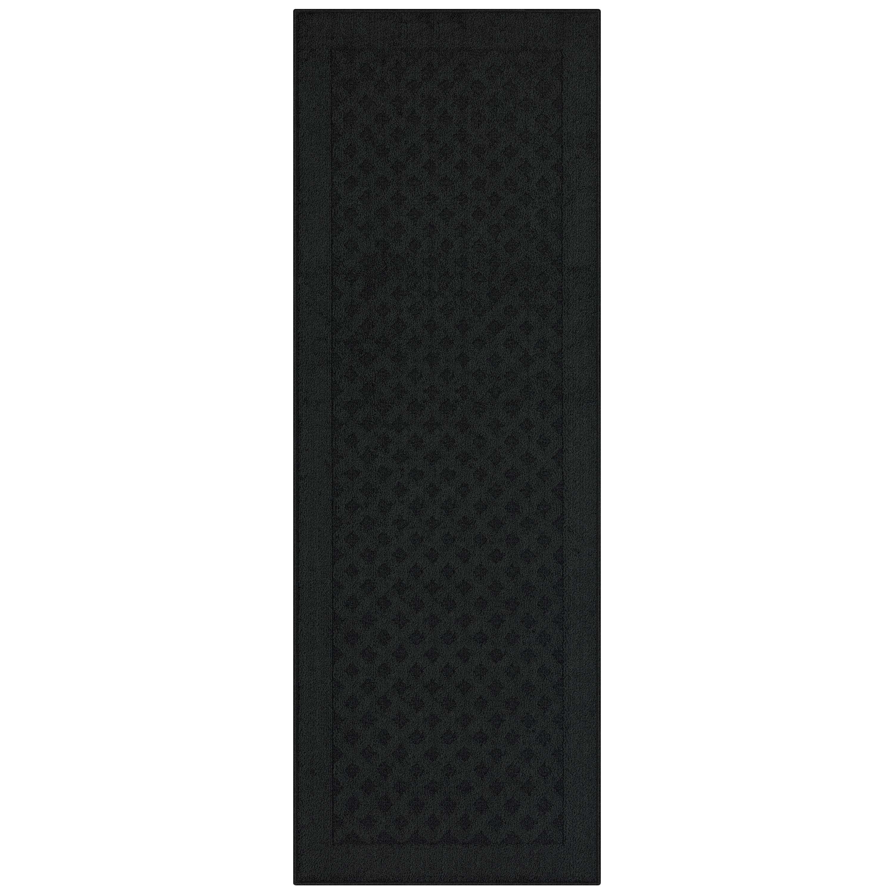 Mainstays Dylan Solid Diamond Olefin Black Indoor Runner Rug, 2'x6'
