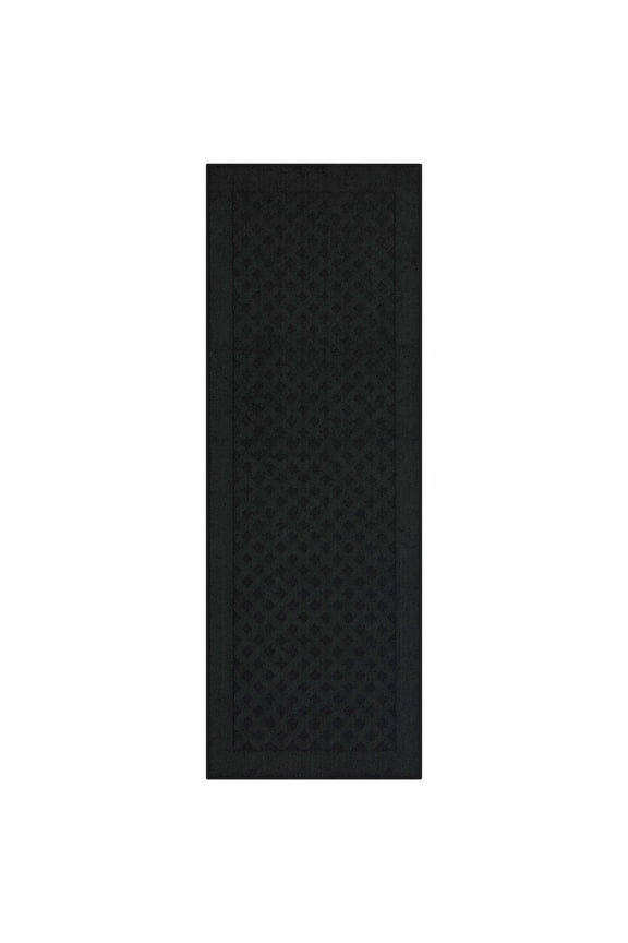 Dylan Solid Diamond Olefin Black Indoor Runner Rug, 2'x6'