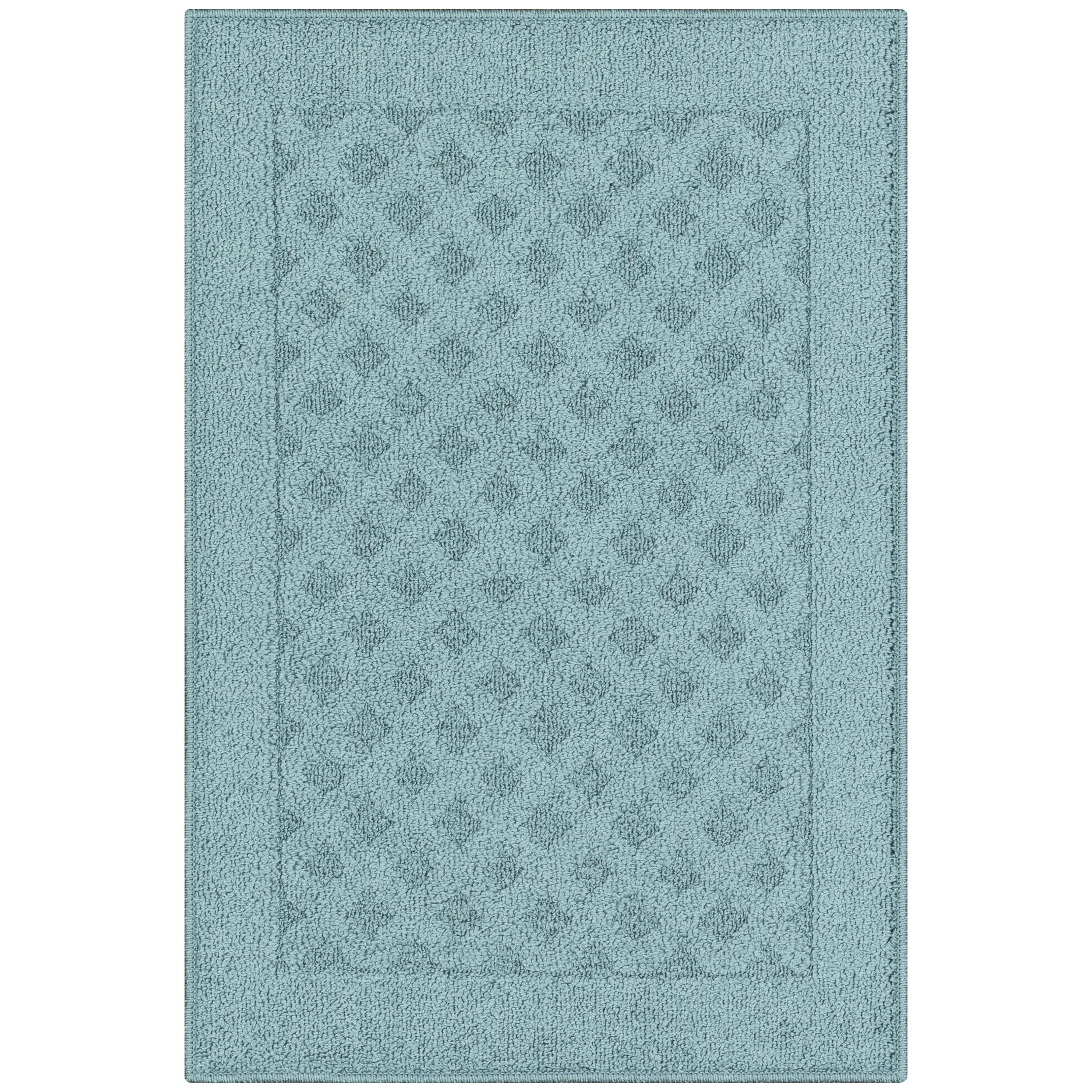 Blue Tufted Synthetic Rectangular Non-slip Accent Rug
