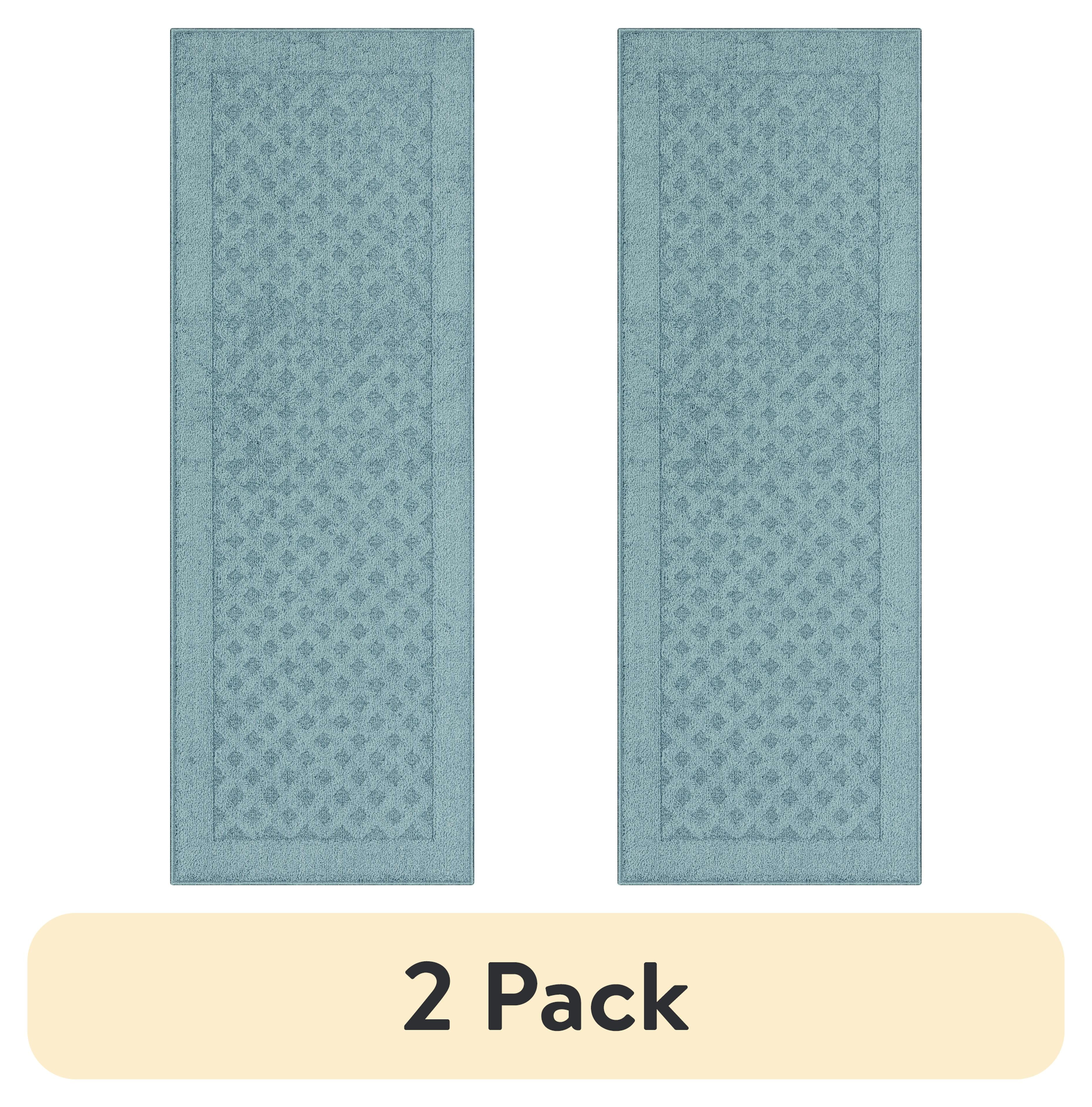 (2 pack) Mainstays Dylan Solid Diamond Olefin Blue Indoor Runner Rug, 1 ...