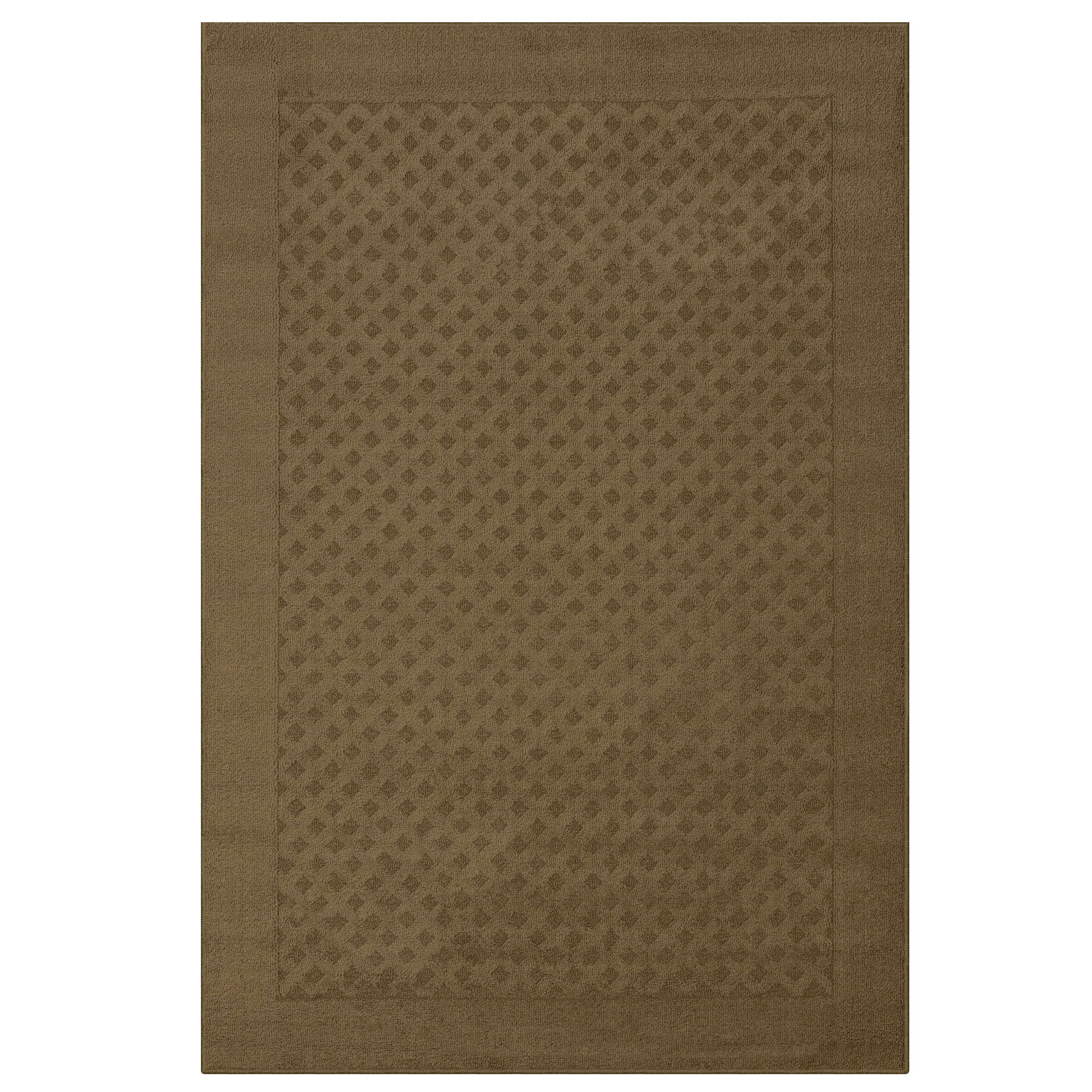 Mainstays Dylan Solid Diamond Olefin Brown Indoor Area Rug, 4'x5'4"
