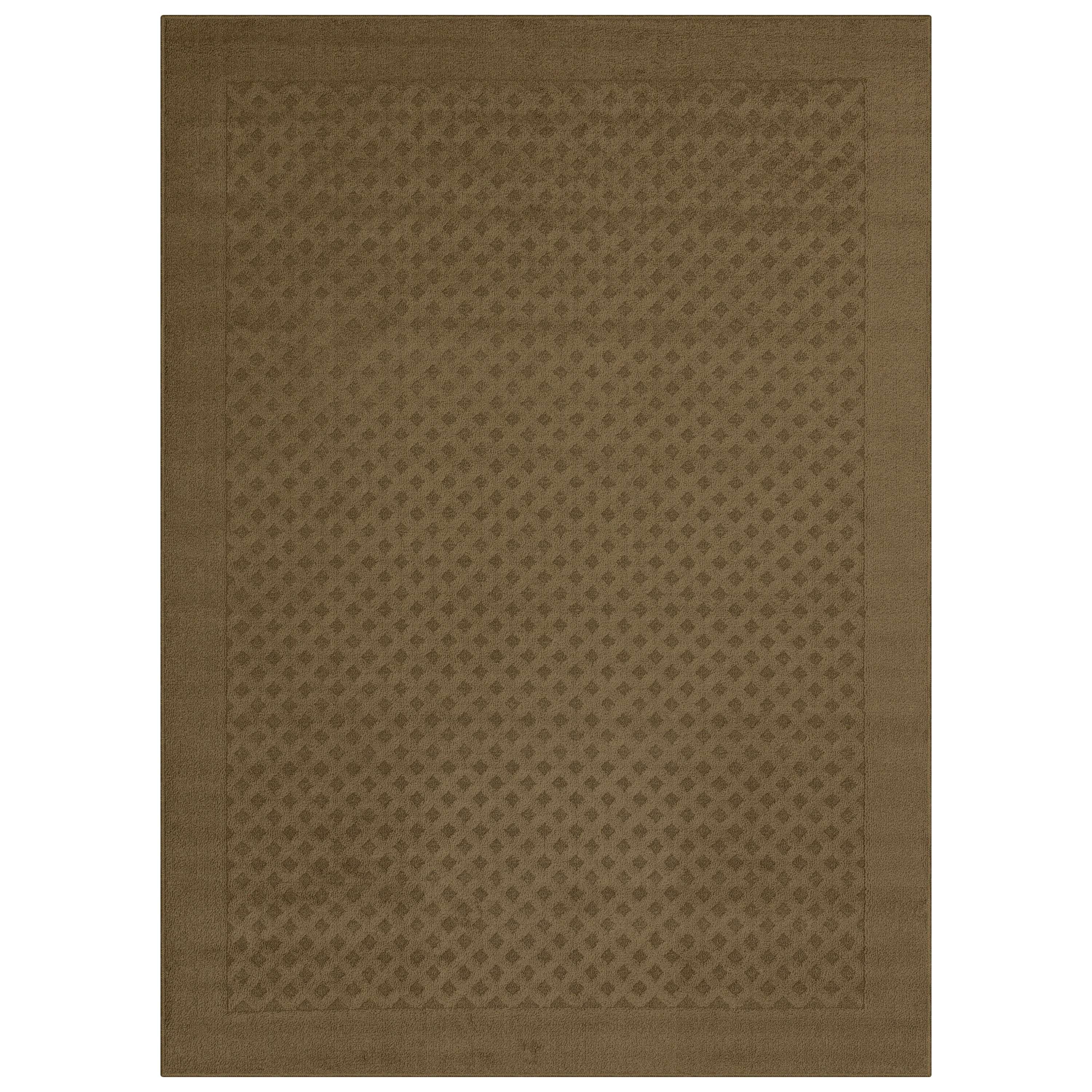 Mainstays Dylan Solid Diamond Olefin Brown Indoor Area Rug, 5' x 7'