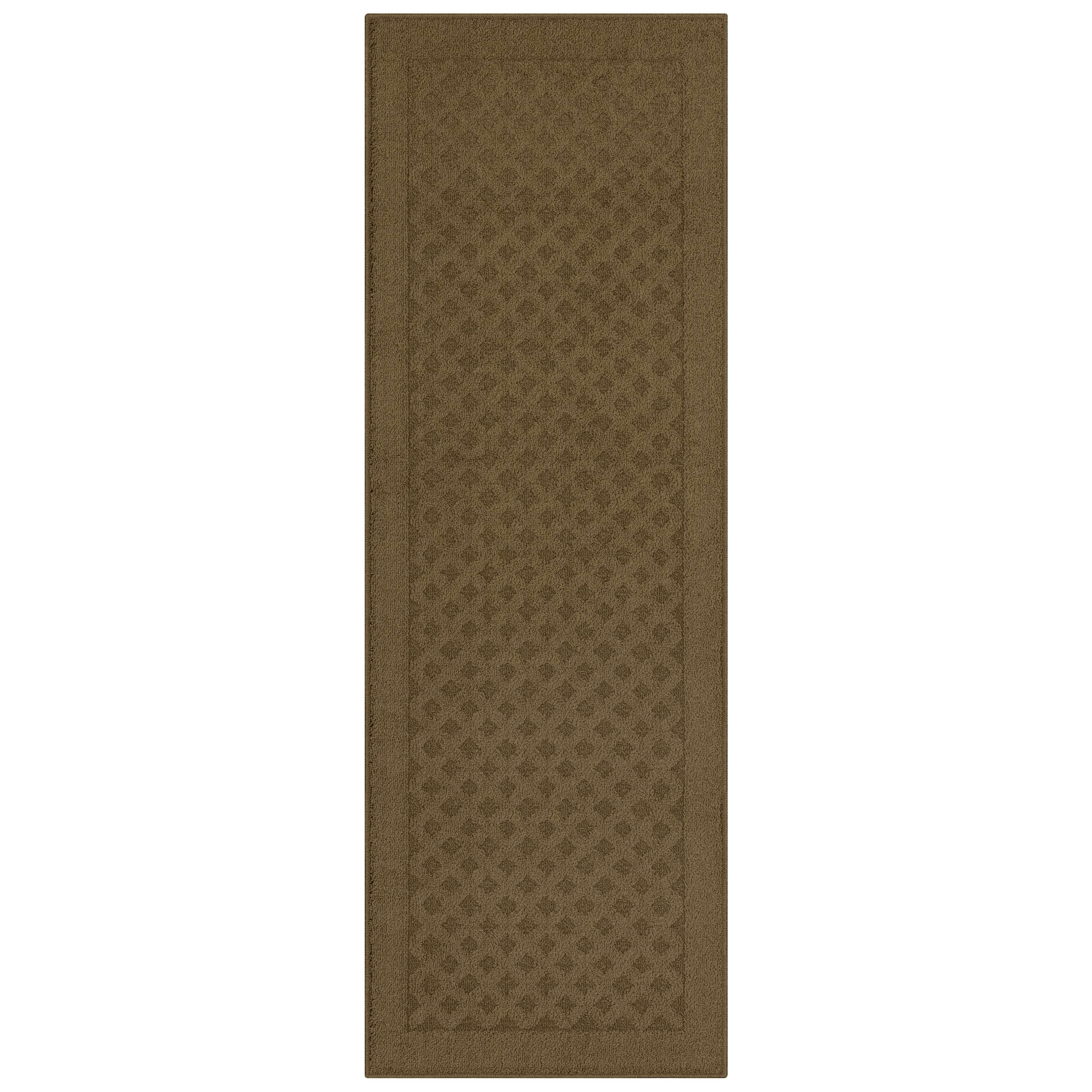 Mainstays Dylan Solid Diamond Olefin Brown Indoor Runner Rug, 2'x6'