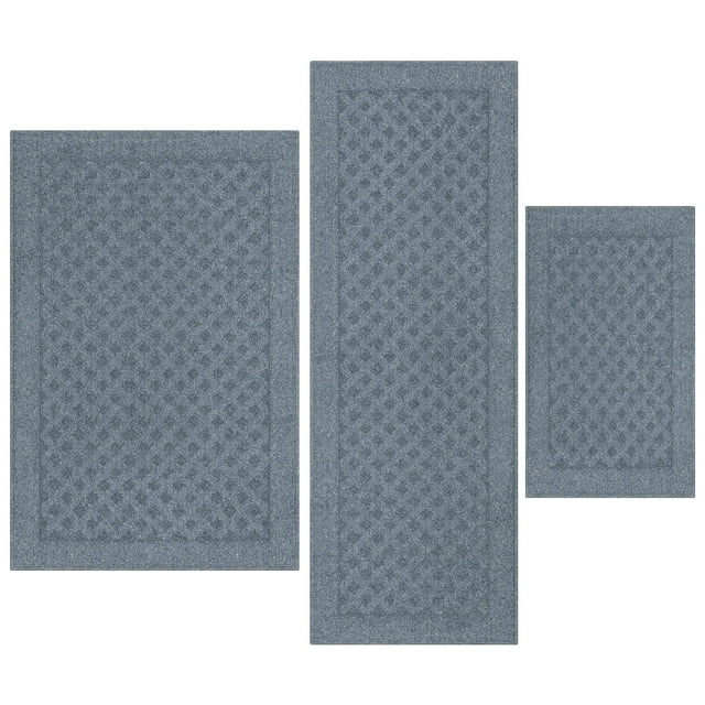 Mainstays Dylan Solid Diamond Olefin Navy Blue Indoor Rug Set, 3-Piece ...