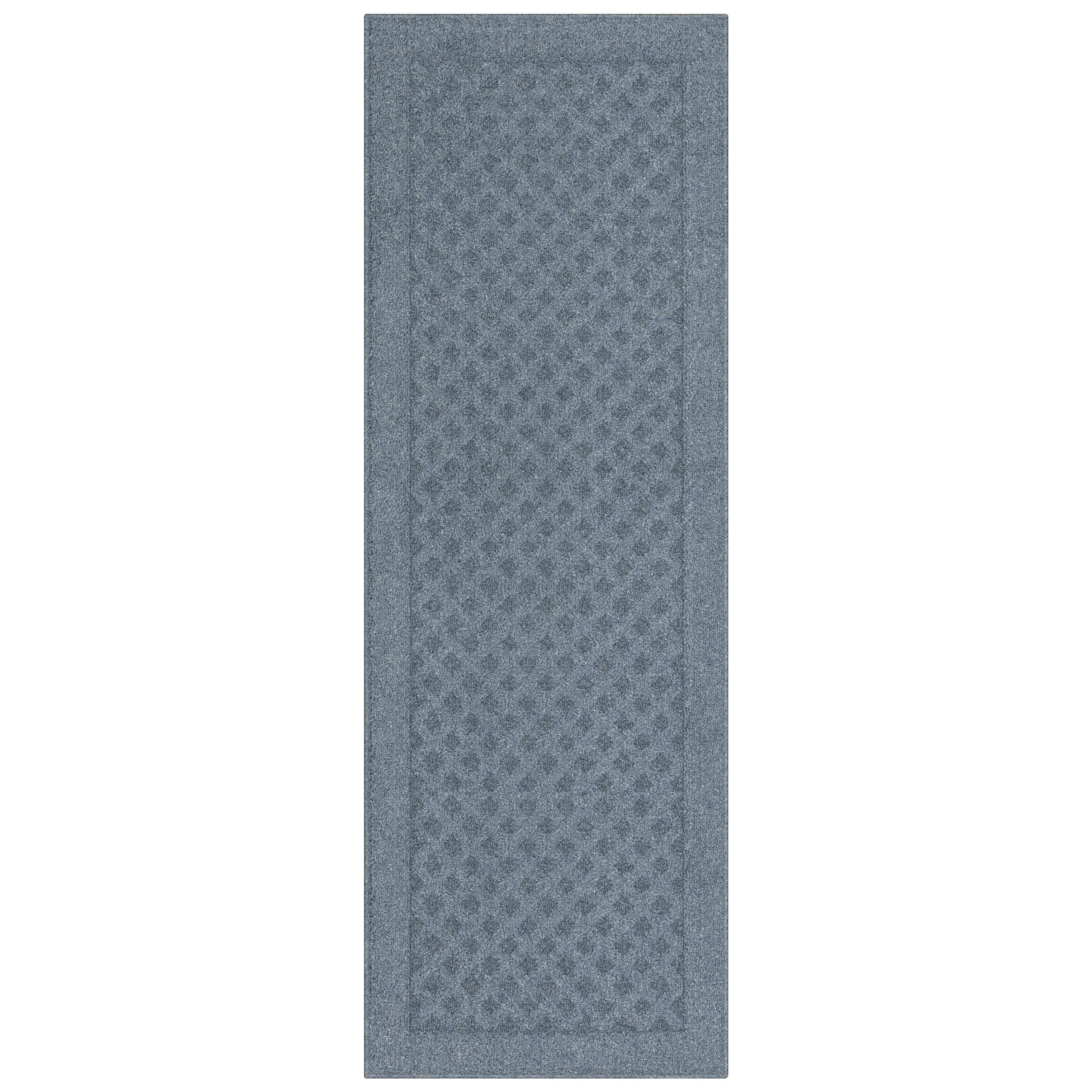 Mainstays Dylan Solid Diamond Olefin Navy Blue Indoor Runner Rug, 2'x6'
