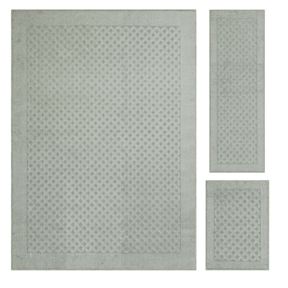 Mainstays Dylan Solid Diamond Olefin Pewter Gray Indoor Area Rug Set, 3 Piece