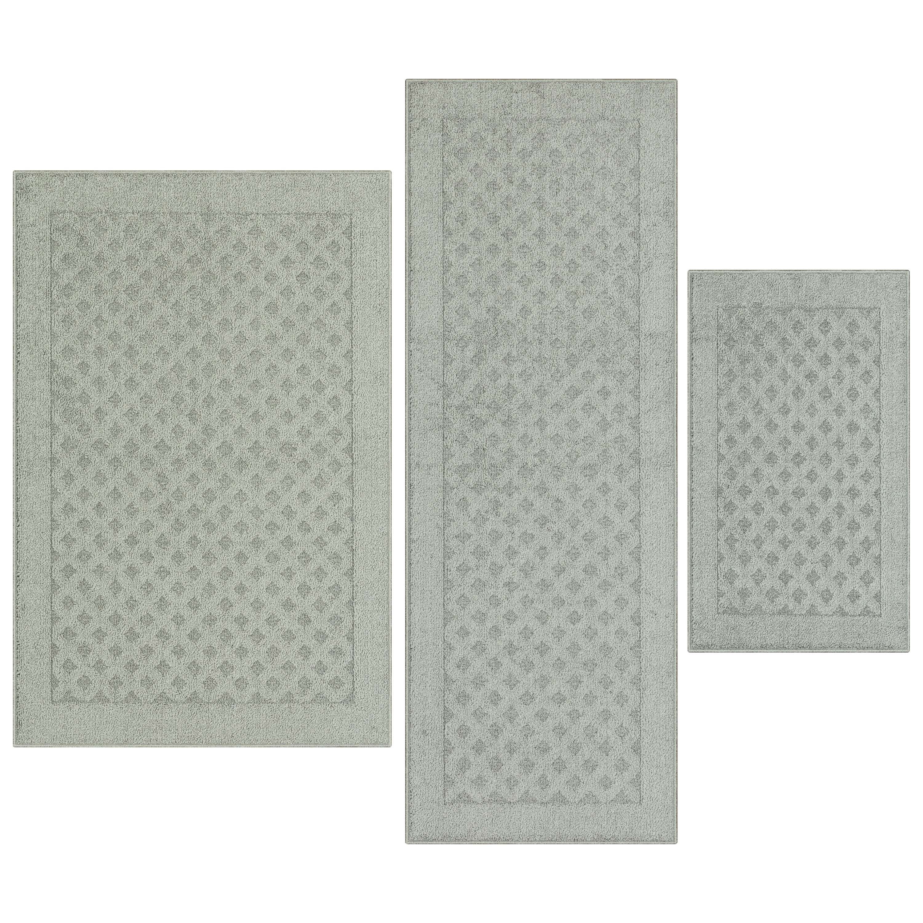 Mainstays Dylan Solid Diamond Olefin Pewter Gray Indoor Rug Set, 3 ...