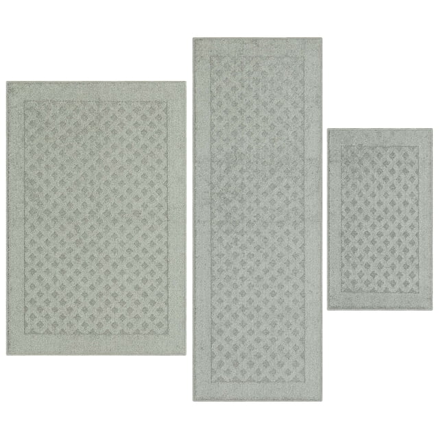 Gray Throw Rug Mainstays Dylan Solid Diamond Indoor Rug Set, 3-Piece, Pewter Gray ...