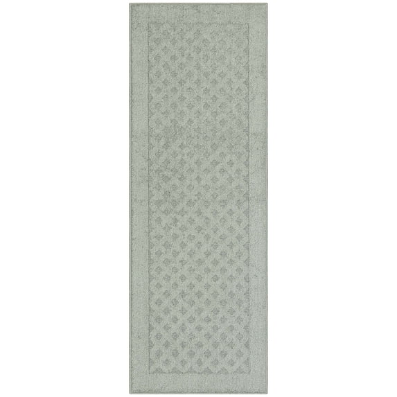 Mainstays Dylan Solid Diamond Olefin Pewter Gray Indoor Runner Rug, 1'9"x5'