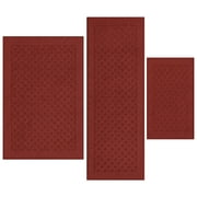 Mainstays Dylan Solid Diamond Olefin Red Indoor Rug Set, 3-Piece Accent Rug Set