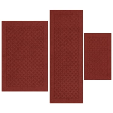 Mainstays Dylan Solid Diamond Olefin Red Indoor Rug Set, 3-Piece Accent Rug Set