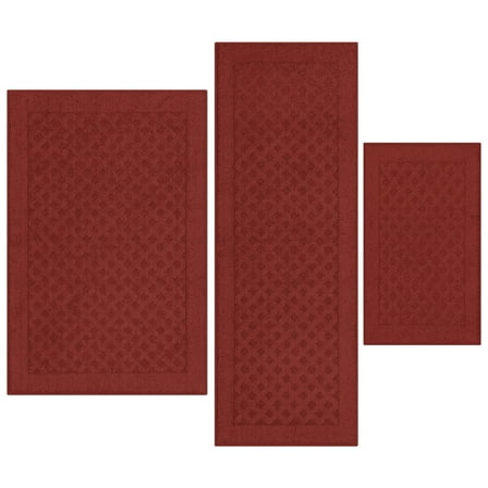Mainstays Dylan Solid Diamond Olefin Red Indoor Rug Set, 3-Piece Accent Rug Set
