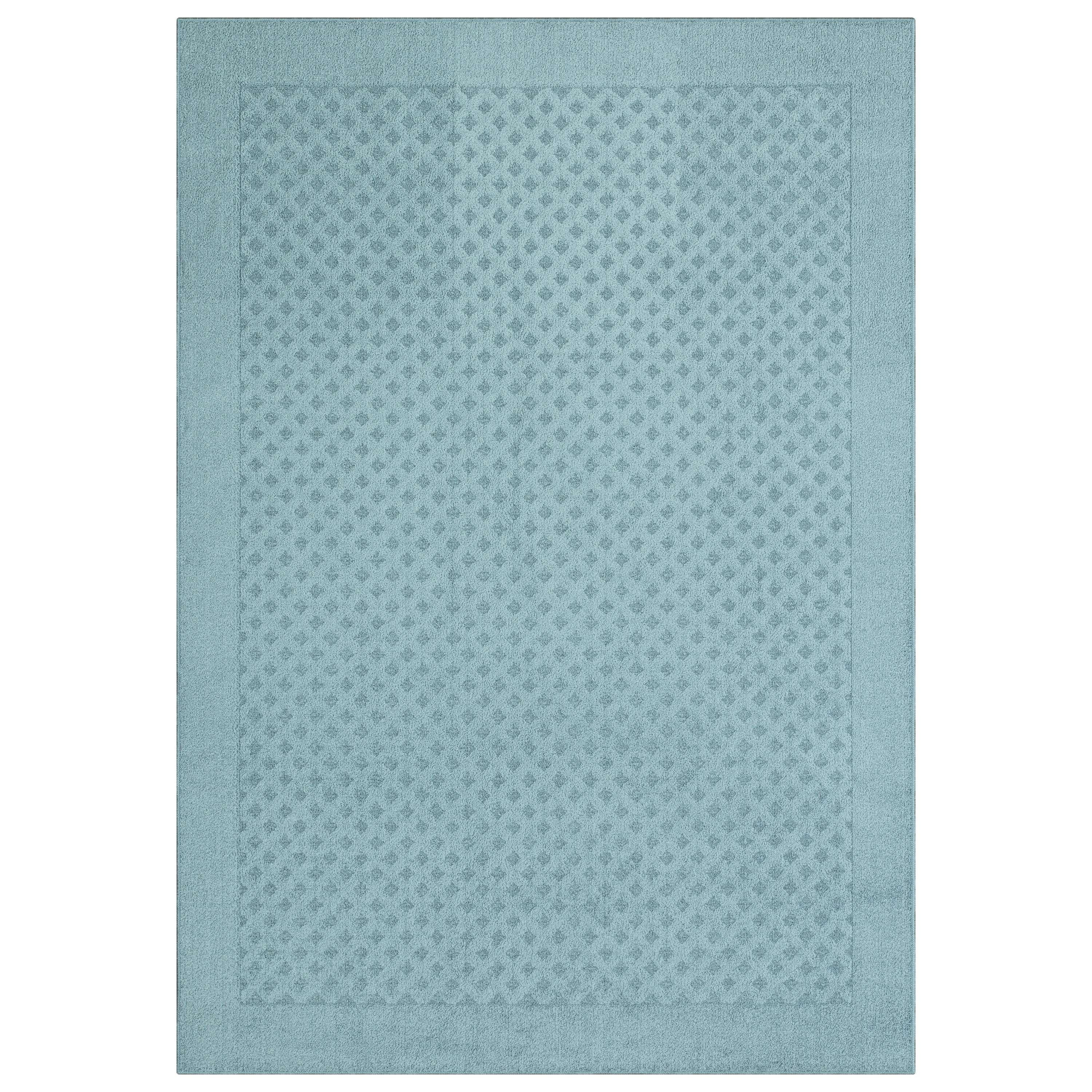 Mainstays Dylan Solid Diamond Traditional Blue Indoor Area Rug, 7' x 10'
