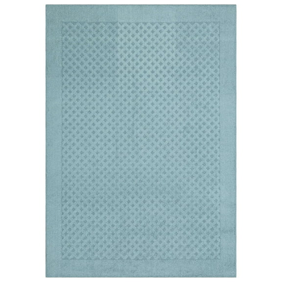 Mainstays Dylan Solid Diamond Traditional Blue Indoor Area Rug, 7' x 10'