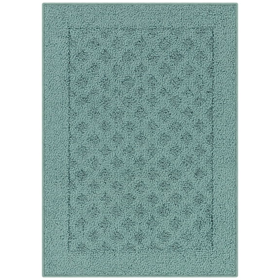 Mainstays Dylan Solid Diamond Traditional Teal Area Rug, 1'8"x2'6"