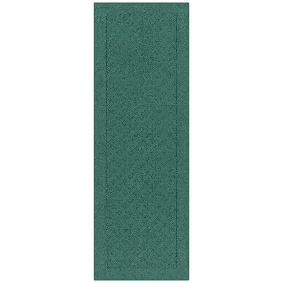 Mainstays Dylan Solid Diamond Traditional Teal Runner Rug, 1'9" x 5'