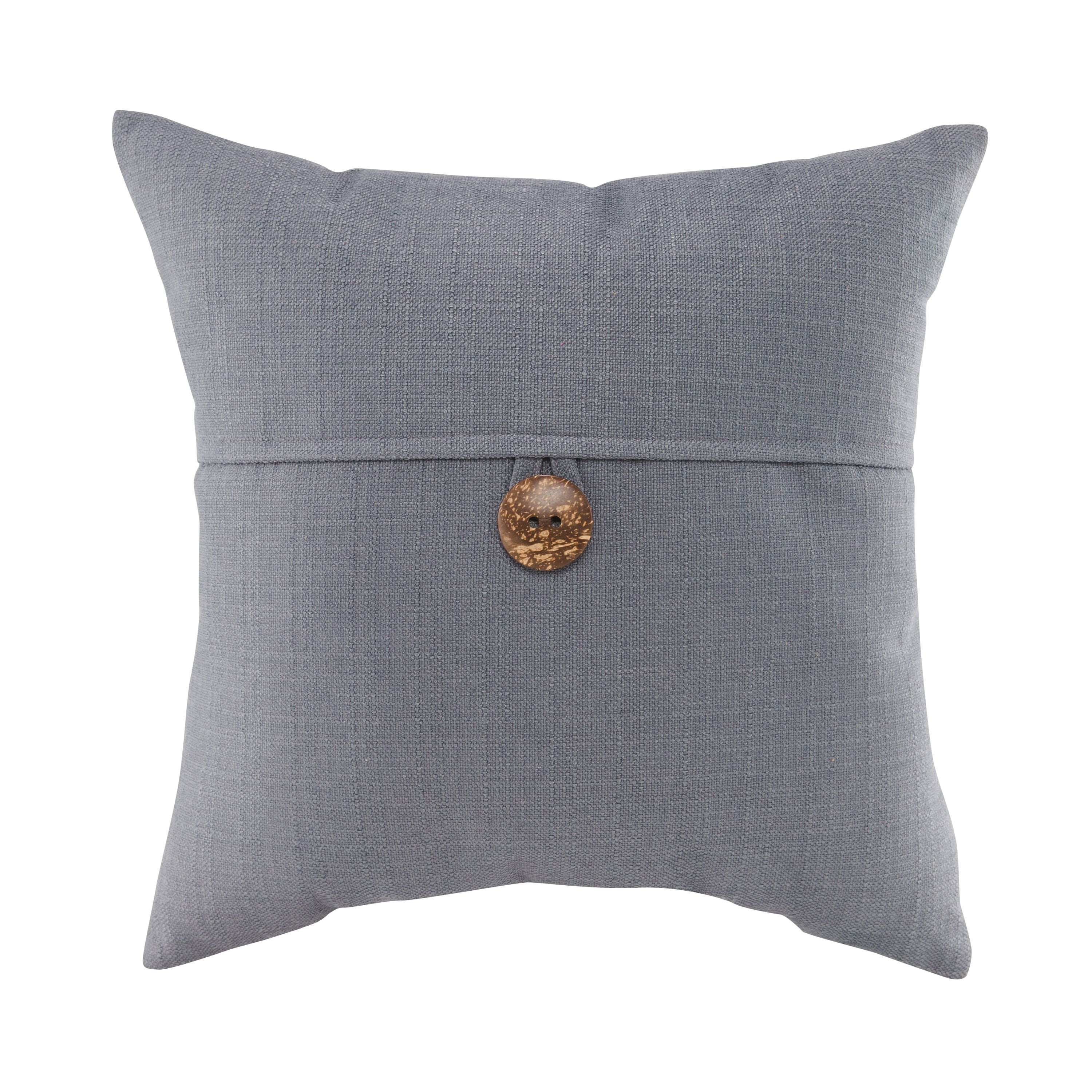 Mainstays Dynasty Square Coconut Button Accent Decorative Throw Pillow, 18" x 18", Gray Flannel