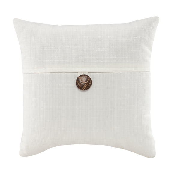 Mainstays Dynasty Square Coconut Button Accent Decorative Throw Pillow, 18" x 18", White