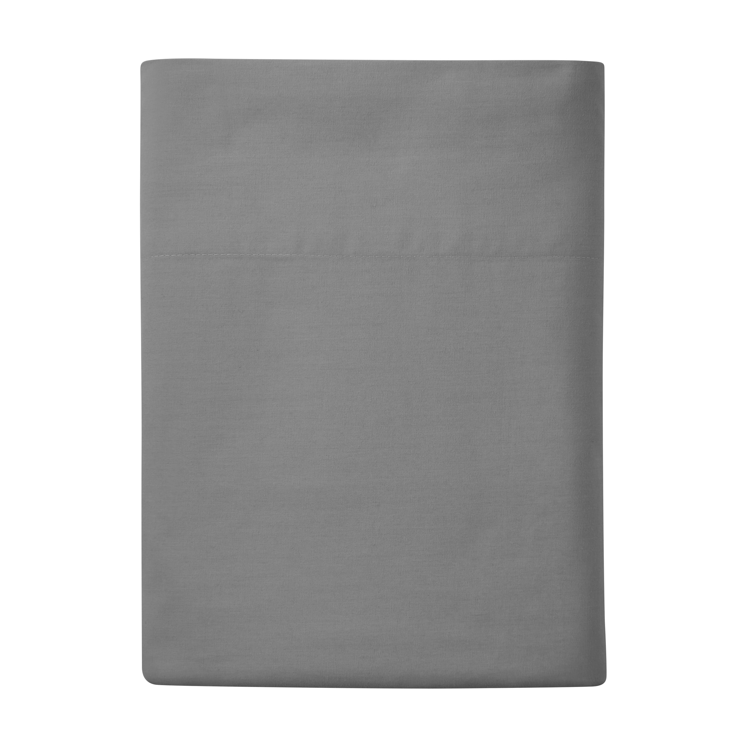 Mainstays Easy Care Solid Soothing-Gray CVC Cotton Blend Flat Sheet, King