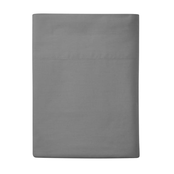 Mainstays Easy Care 300 Count Solid Soothing Gray CVC Cotton Blend Flat Sheet, Queen(Adult)