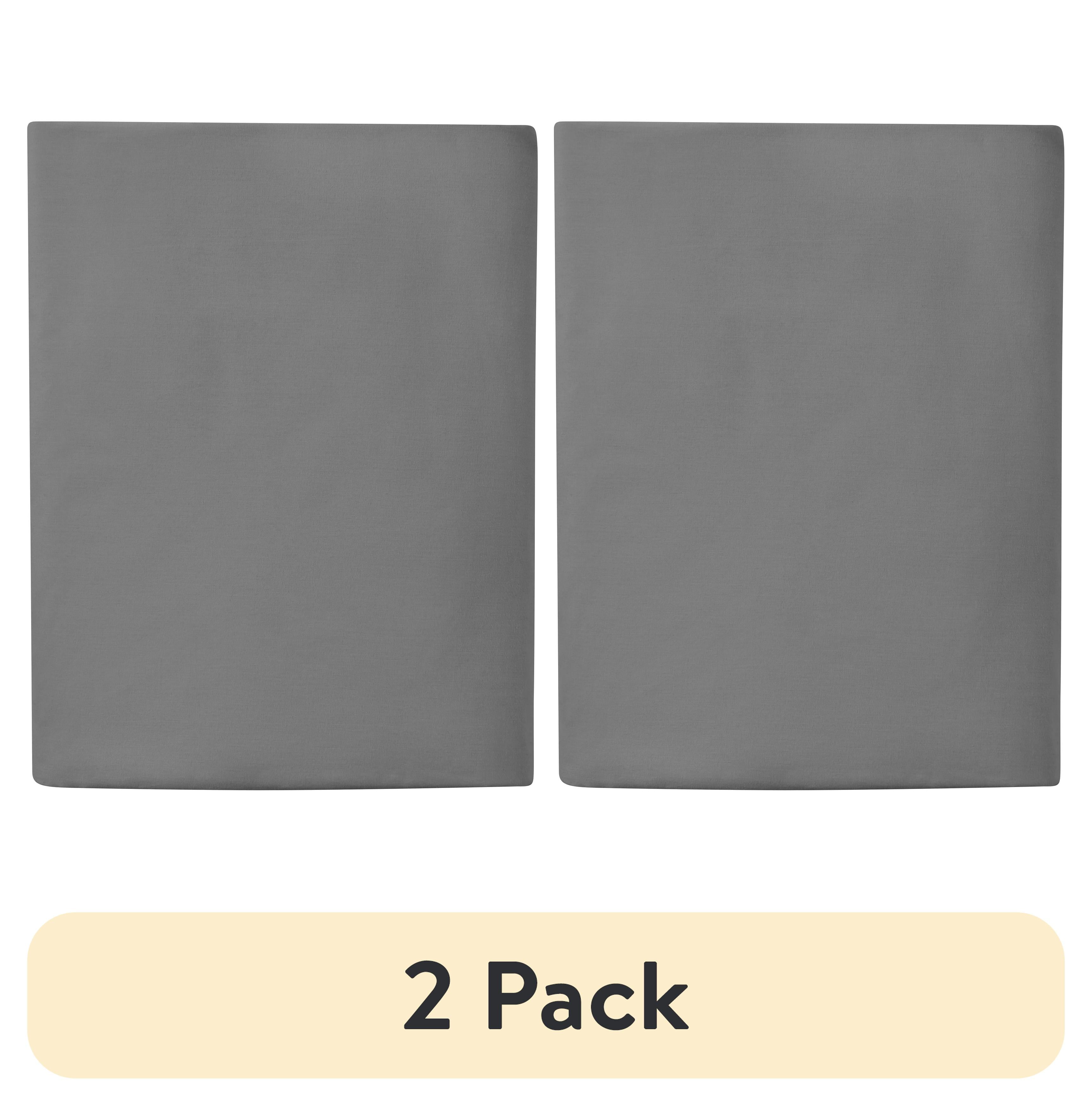 (2 pack) Mainstays Easy Care 300 Thread Count Solid Soothing Gray CVC Cotton Blend Fitted Sheet, Twin / Twin XL (Adult)