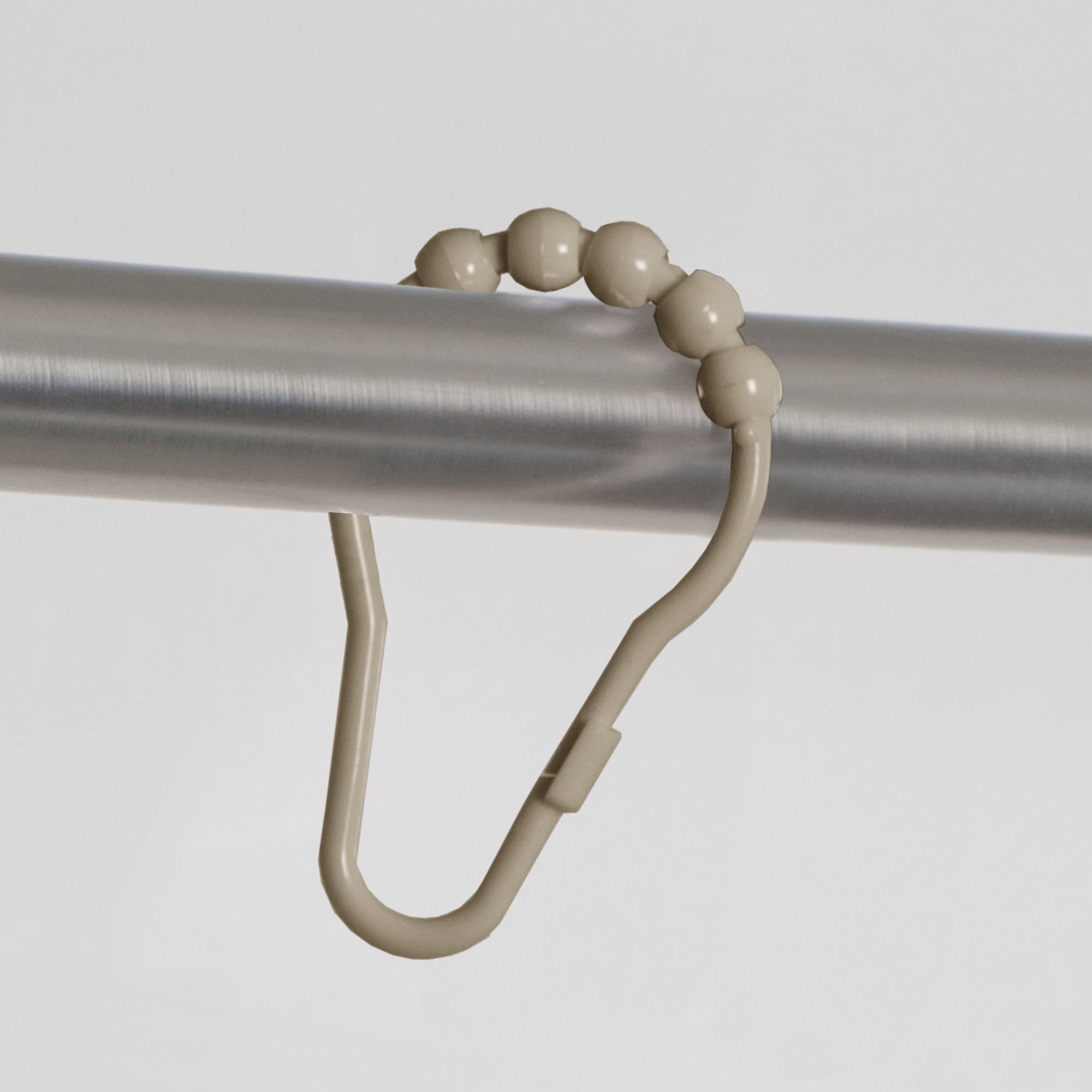 Mainstays Easy Glide Plastic Shower Curtain Roller Hooks, Tan, Set of 12
