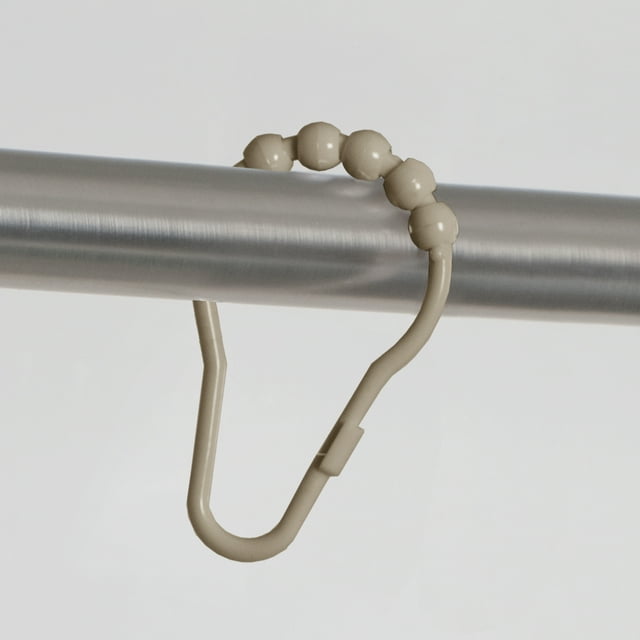 Mainstays Easy Glide Tan Plastic Shower Curtain Roller Hooks (12 Count