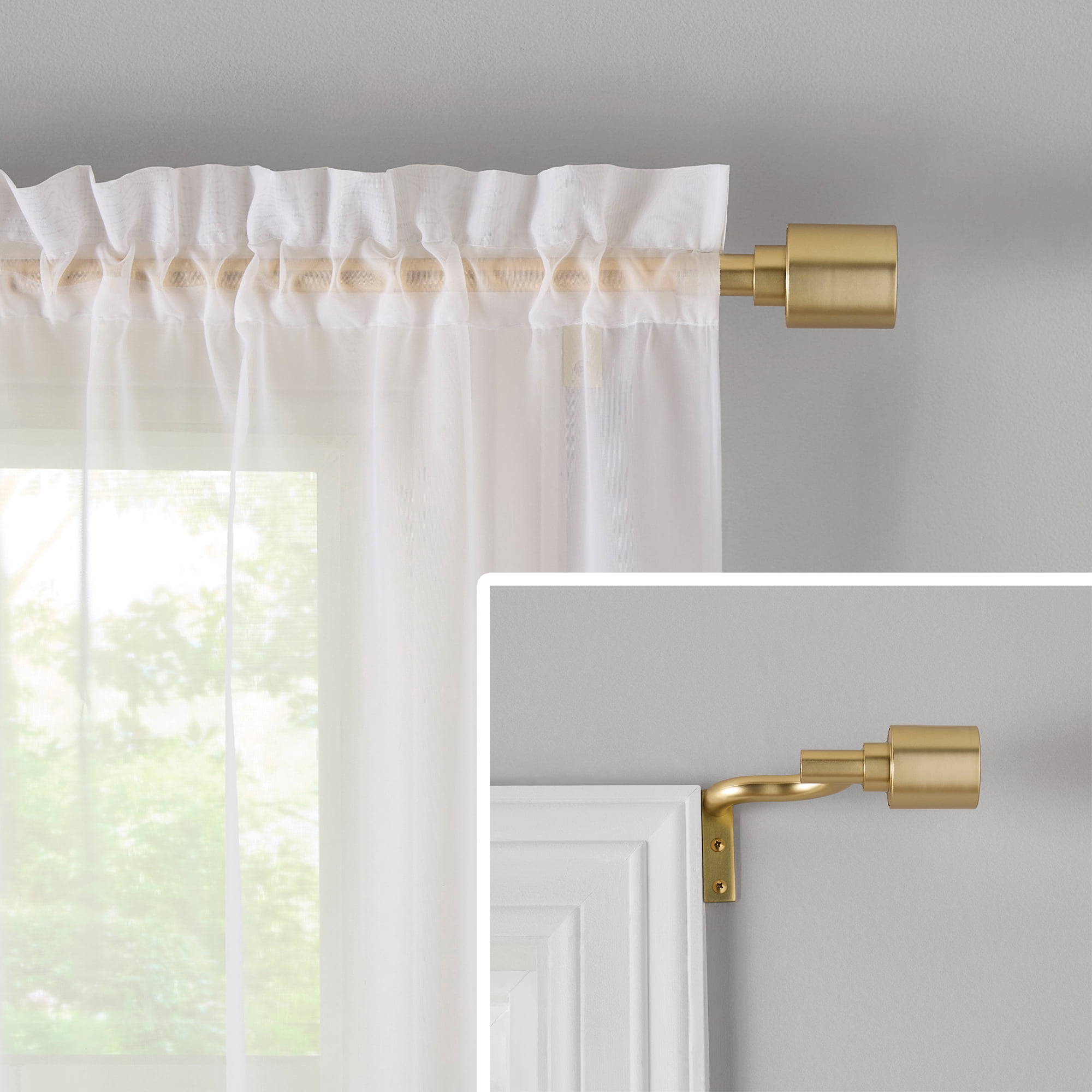 Mainstays Easy Hang Decorative Curtain Rod - Adjustable Window Curtain Rod, 30" to 84", Gold