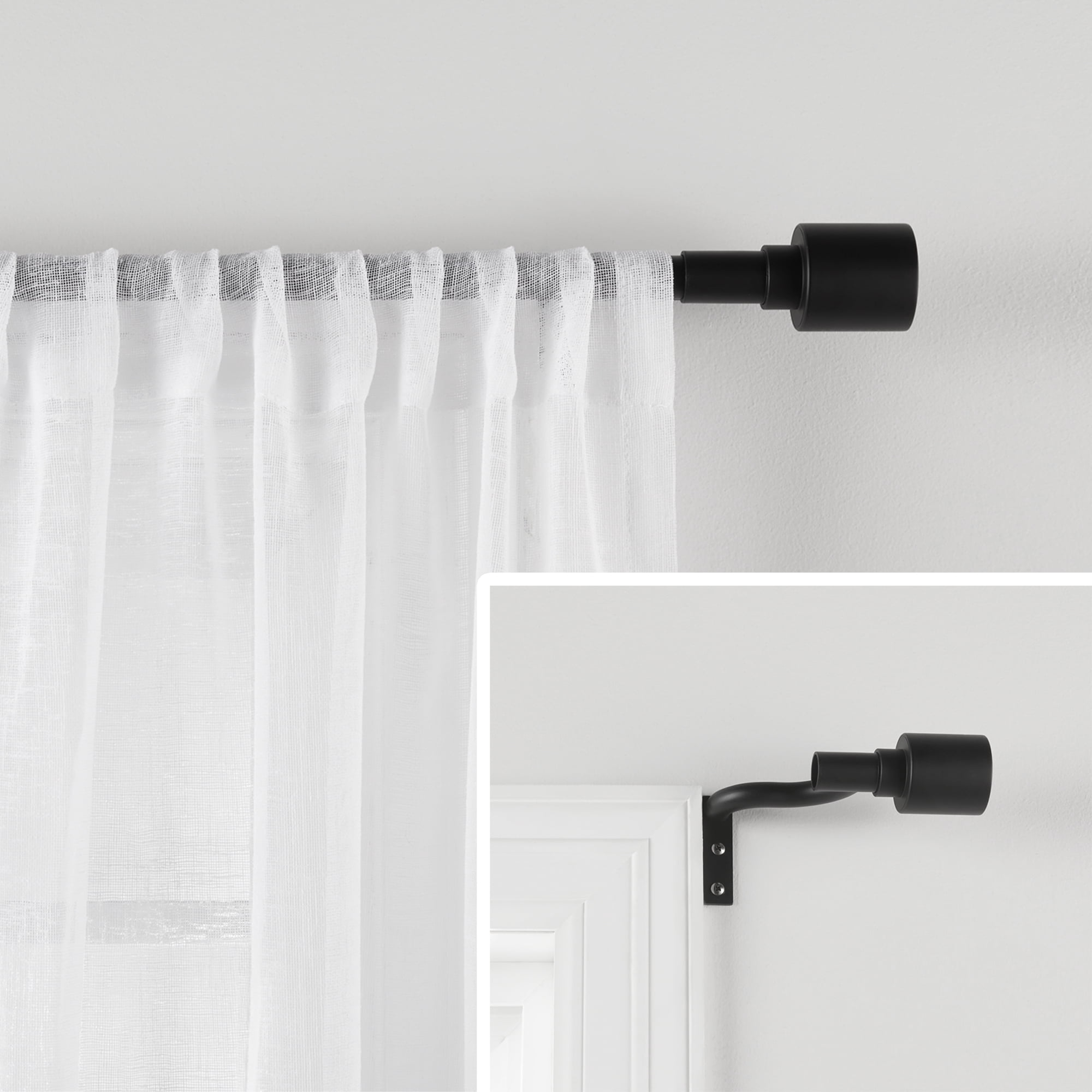 Mainstays Easy Hang Curtain Rod, Adjustable 30-84 Inches, Matte Black
