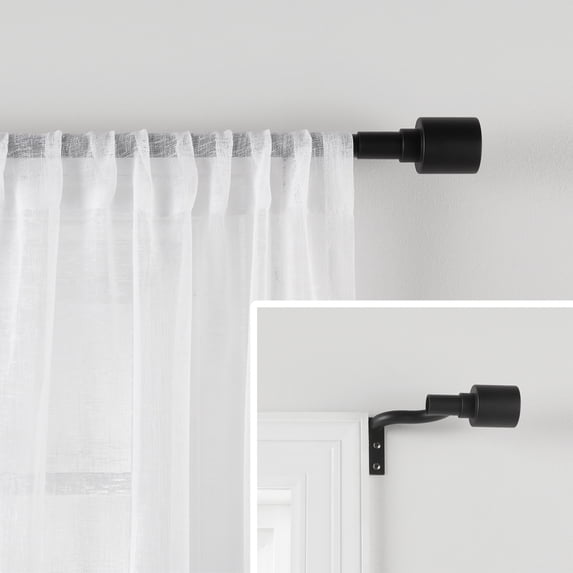 Mainstays Easy Hang Curtain Rod, Adjustable 30-84 Inches, Matte Black