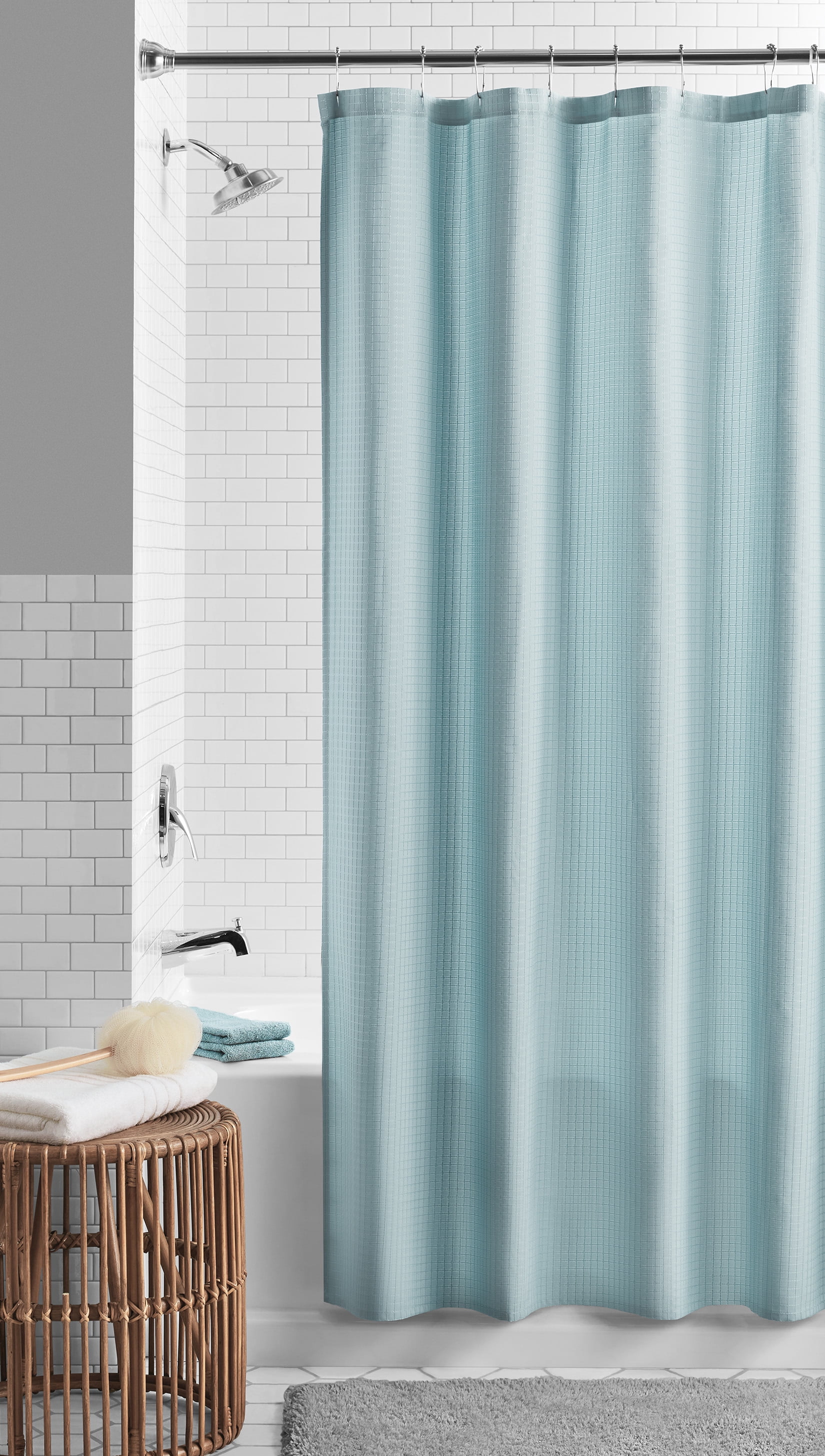 Mainstays EcoFriendly WaffleWeave Fabric Shower Curtain, with