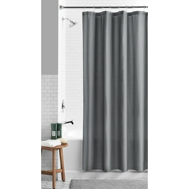 Mainstays Eco-Friendly Waffle-Weave Fabric Shower Curtain, with Recycled Polyester, 72” x 72”, Gray