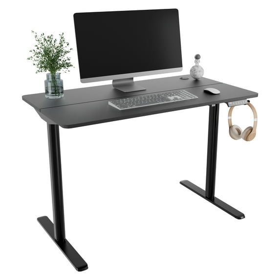 Mainstays Electric Standing Desk with Height Memory Presets, Headphone Hook and Cable Management, Black
