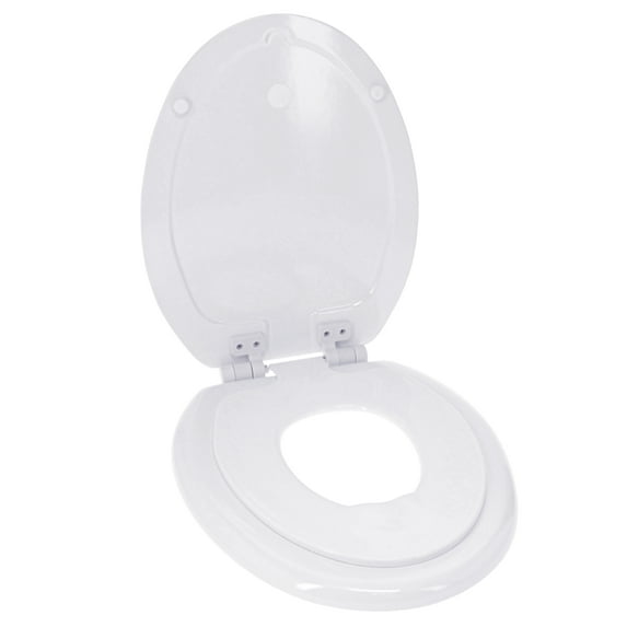 Mainstays Elongated Adult/Child Wood Toilet Seat with Plastic Potty Ring