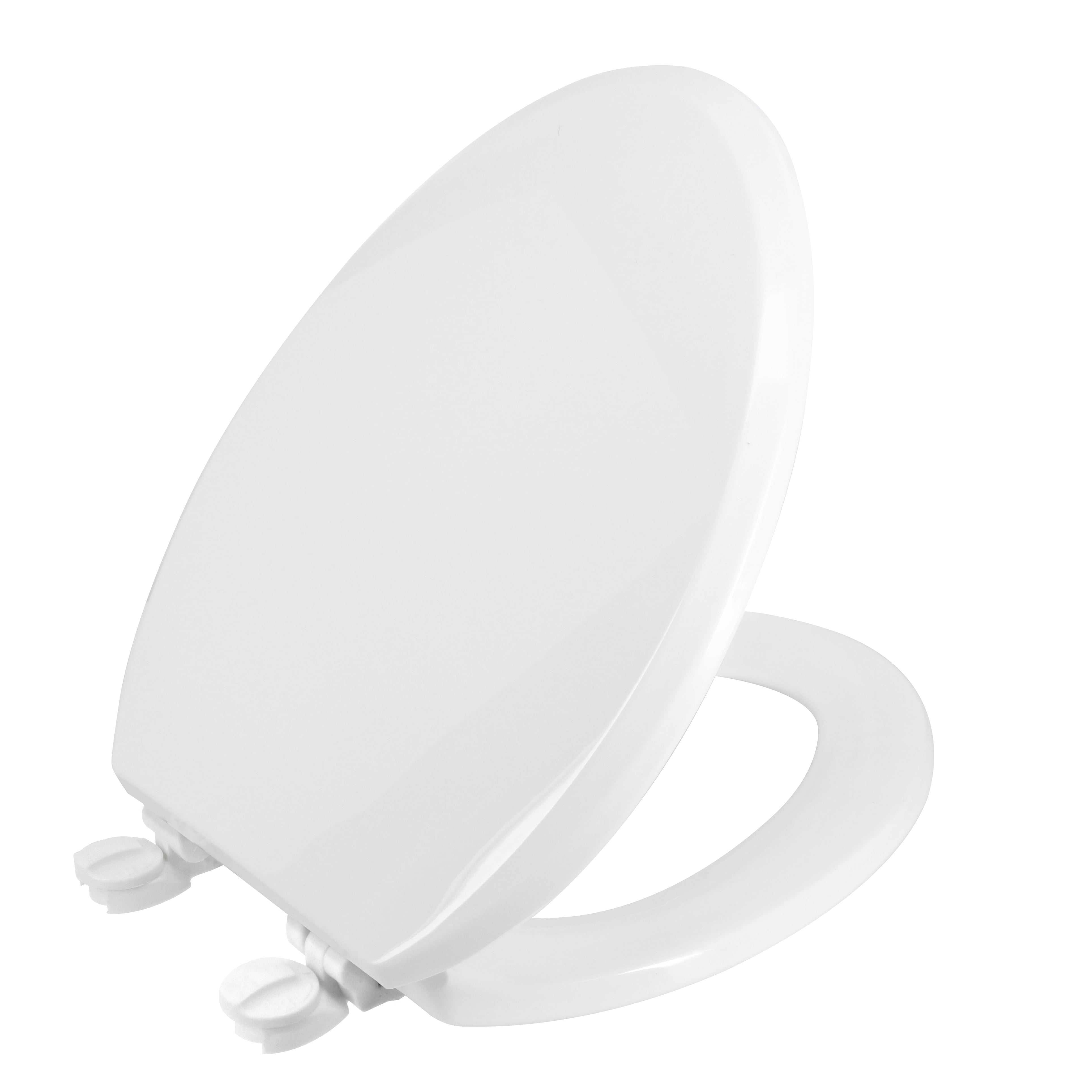 Mainstays Elongated Beveled Plastic Toilet Seat with EZOff Hinges