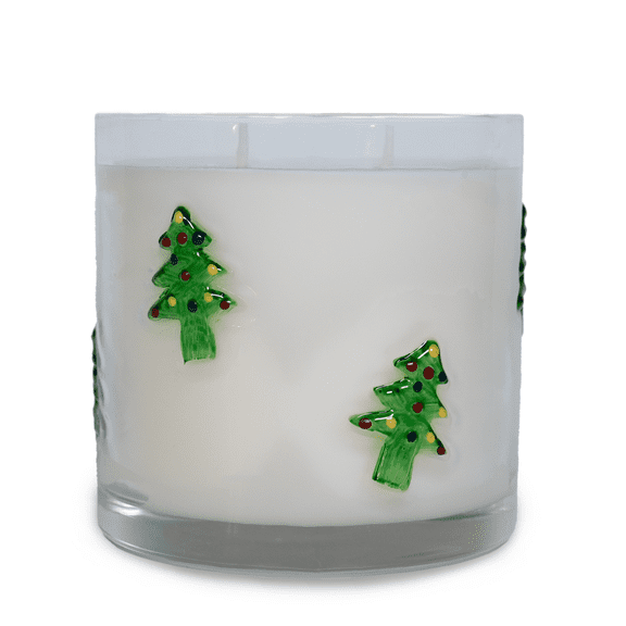 Mainstays Embedded Christmas Tree Icon 2-Wick Soy Blend Candle Winter Woods 14 oz
