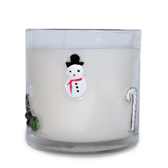 Mainstays Embedded Holiday Icons 2-Wick Soy Blend Candle Happy Holly Days 14 oz
