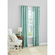 Mainstays Heathered Embroidered Sheer Curtain Panel Pair, Set of 2, Blue, 37"W x 84"L