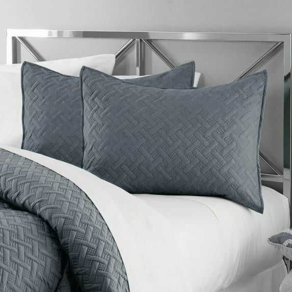 Mainstays Emma Grey Basketweave Polyester Pillow Sham, Standard (1 Count)