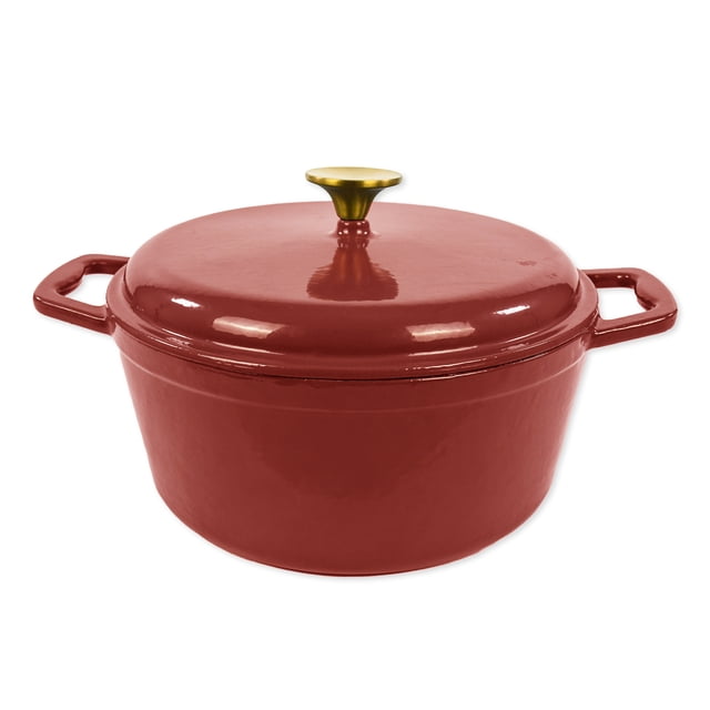 Mainstays Enameled Cast Iron 4.75qt Dutch Oven with Lid, Red