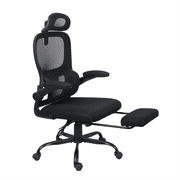 Mainstays Ergonomic Height Adjustable Mesh Office Chair for Teens and Adults with Lumbar Support and Tilt Function, with Leg Rest, Black
