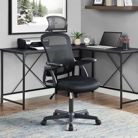 MAINSTAYS ERGONOMIC OFFICE CHAIR WITH ADJUSTABLE HEADREST, BLACK...