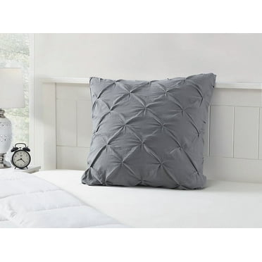 Mainstays Euro Microfiber Pintuck Pleat Pillow Sham, Grey, 26"x26"