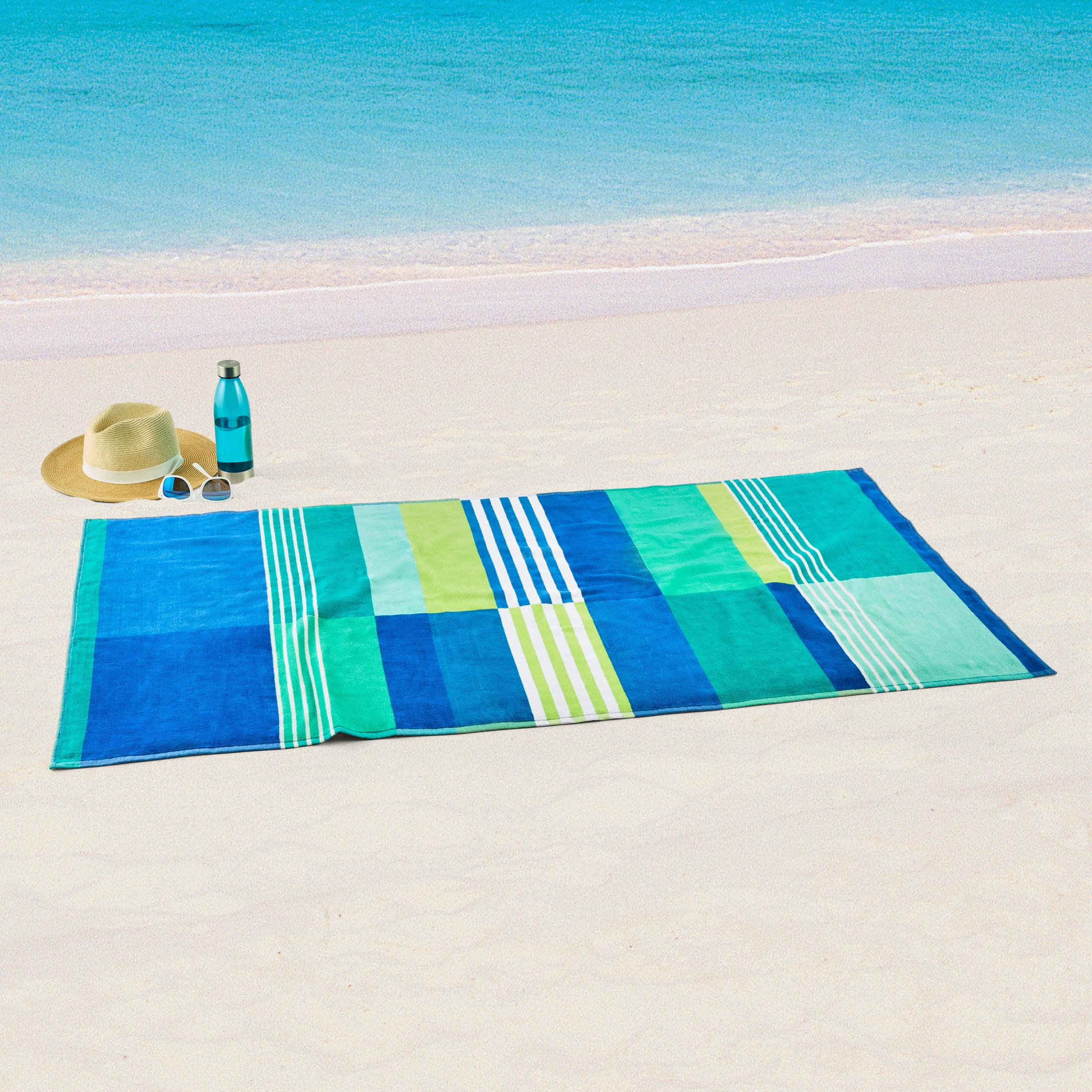Mainstays Everyday Cool Multicolor Broken-Stripe Yarn-Dyed Cotton-Blend Beach Towel