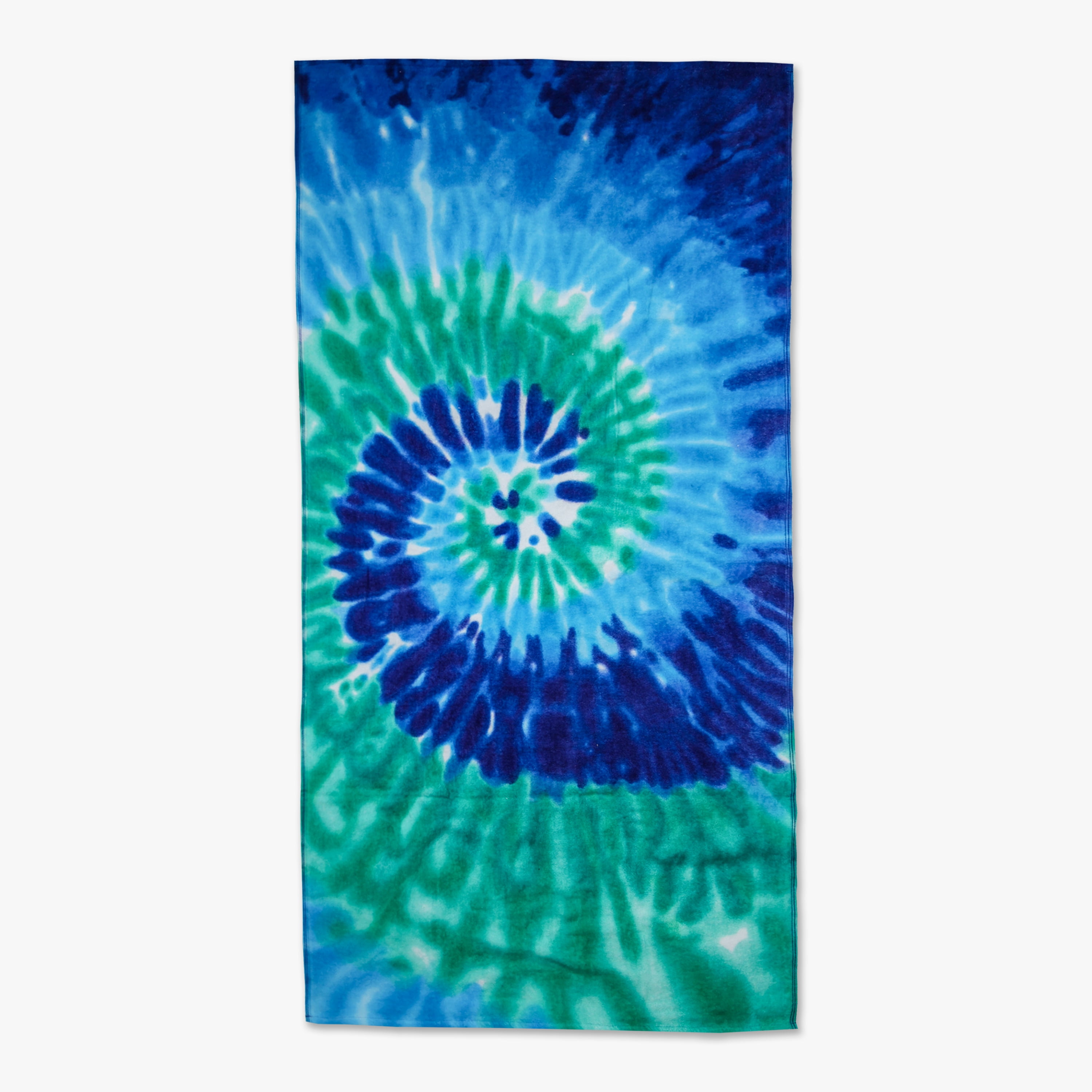 Mainstays Everyday Printed Tie Dye Blue Cotton-Blend Velour Beach Towel, 30" X 60"